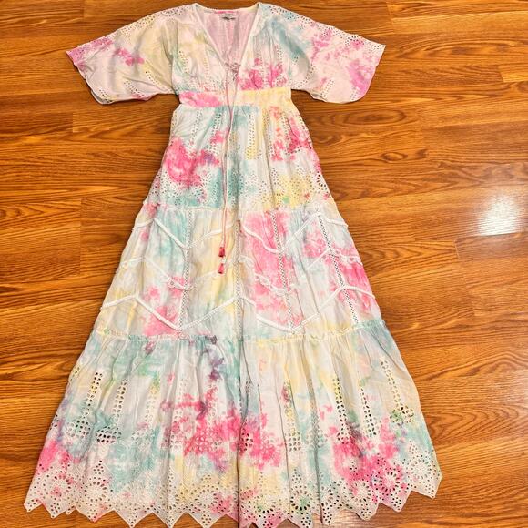 HEMANT & NANDITA multicolor cotton Amara Broderie Anglaise Maxi Dress size XS - Picture 10 of 14